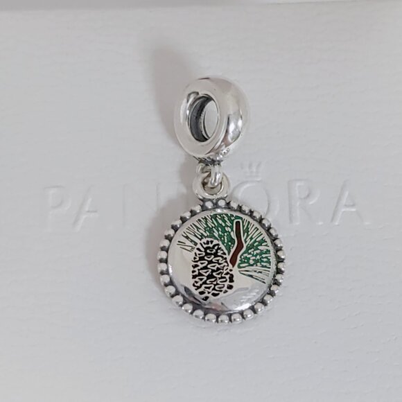 Pandora Winter Pine tree Cone Dangle Charm S925 Maine State Exclusive - Picture 3 of 6